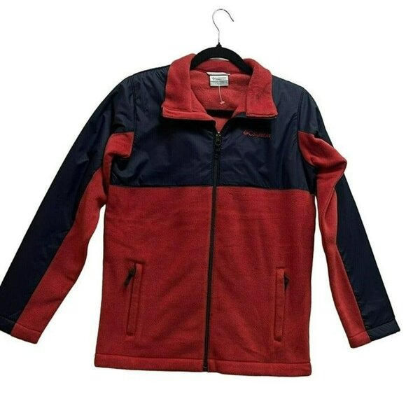 Mens columbia Basin Butte fleece full zip  Red And Navy Blue Cozy New NT Size L - Picture 3 of 12